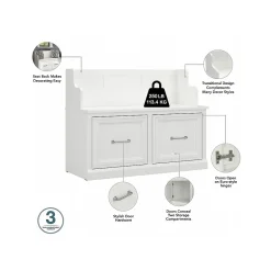 Hot Woodland Full Entryway Storage Set with Coat Rack and Shoe Bench with Doors, White Ash (WDL013WAS) Storage Cabinets