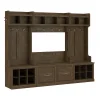 Hot Woodland Full Entryway Storage Set with Coat Rack and Shoe Bench with Doors, Ash Brown (WDL013ABR) Storage Cabinets