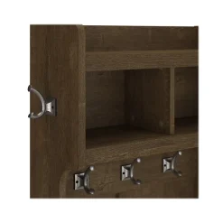 Hot Woodland 24W Hall Tree and Small Shoe Bench with Shelves, Ash Brown (WDL008ABR) Storage Cabinets