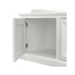 Discount Woodland 40W Hall Tree and Shoe Storage Bench with Doors, White Ash (WDL001WAS) Storage Cabinets