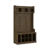 Outlet Woodland 40W Hall Tree and Shoe Storage Bench with Shelves, Ash Brown (WDL002ABR) Storage Cabinets