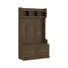 New Woodland 40W Hall Tree and Shoe Storage Bench with Doors, Ash Brown (WDL001ABR) Storage Cabinets