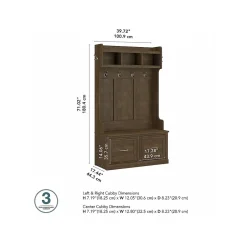 New Woodland 40W Hall Tree and Shoe Storage Bench with Doors, Ash Brown (WDL001ABR) Storage Cabinets