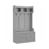 New Woodland 40W Hall Tree and Shoe Storage Bench with Doors, Cape Cod Gray (WDL001CG) Storage Cabinets