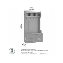 New Woodland 40W Hall Tree and Shoe Storage Bench with Doors, Cape Cod Gray (WDL001CG) Storage Cabinets