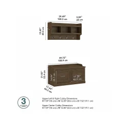 New Woodland 40W Shoe Storage Bench with Doors and Wall Mounted Coat Rack, Ash Brown (WDL003ABR) Storage Cabinets
