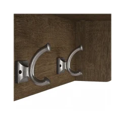 New Woodland 40W Shoe Storage Bench with Doors and Wall Mounted Coat Rack, Ash Brown (WDL003ABR) Storage Cabinets