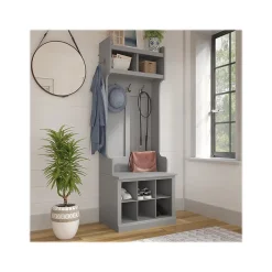 Discount Woodland 24W Hall Tree and Small Shoe Bench with Shelves, Cape Cod Gray (WDL008CG) Storage Cabinets