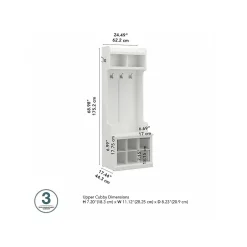 Outlet Woodland 24W Hall Tree and Small Shoe Bench with Shelves, White Ash (WDL008WAS) Storage Cabinets