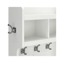 Outlet Woodland 24W Hall Tree and Small Shoe Bench with Shelves, White Ash (WDL008WAS) Storage Cabinets