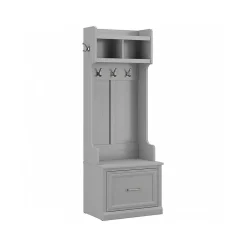 Online Woodland 24W Hall Tree and Small Shoe Bench with Drawer, Cape Cod Gray (WDL007CG) Storage Cabinets