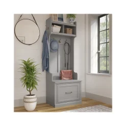 Online Woodland 24W Hall Tree and Small Shoe Bench with Drawer, Cape Cod Gray (WDL007CG) Storage Cabinets