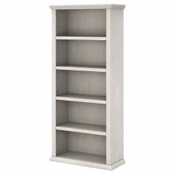 Outlet Yorktown 67"H 5-Shelf Bookcase with Adjustable Shelves, Linen White Oak Laminated Wood (WC40466-03) Bookcases