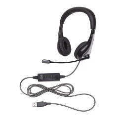Califone NeoTech 1025MUSB On-Ear Stereo Headset with Gooseneck Microphone, USB Plug, Black (CAF1025MUSB)