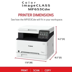 Color Printers<Canon imageCLASS MF653Cdw Wireless Color Laser Printer, All-In-One, Print, Scan, Copy (MF653CDW)
