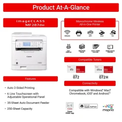 Black & White Printers<Canon imageCLASS MF287dw Wireless Color Laser Printer, All-In-One, Print, Scan, Copy, Fax (6354C011)