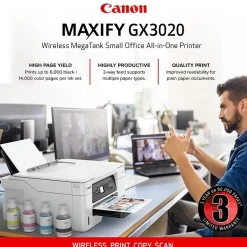 Color Printers<Canon MegaTank MAXIFY GX3020 Wireless Color All-in-One Inkjet Printer (5777C002)