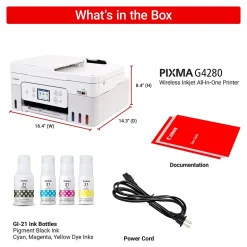 Color Printers<Canon PIXMA G4280 MegaTank Wireless Color Inkjet Printer, All-In-One, Print, Scan, Copy (6704C022)