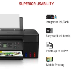 Color Printers<Canon PIXMA MegaTank G3270 BK Wireless Color Inkjet Printer, All-In-One Supertank, Print, Scan, Copy (G3270 BK) Black