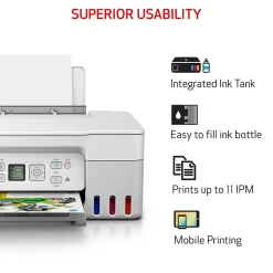 Color Printers<Canon PIXMA MegaTank G3270 WH Wireless Color Inkjet Printer, All-In-One Supertank, Print, Scan, Copy (G3270 WH) White