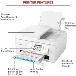 Color Printers<Canon PIXMA TR7820 Inkjet Printer, All-in-One, Print, Scan, Copy (6258C002)