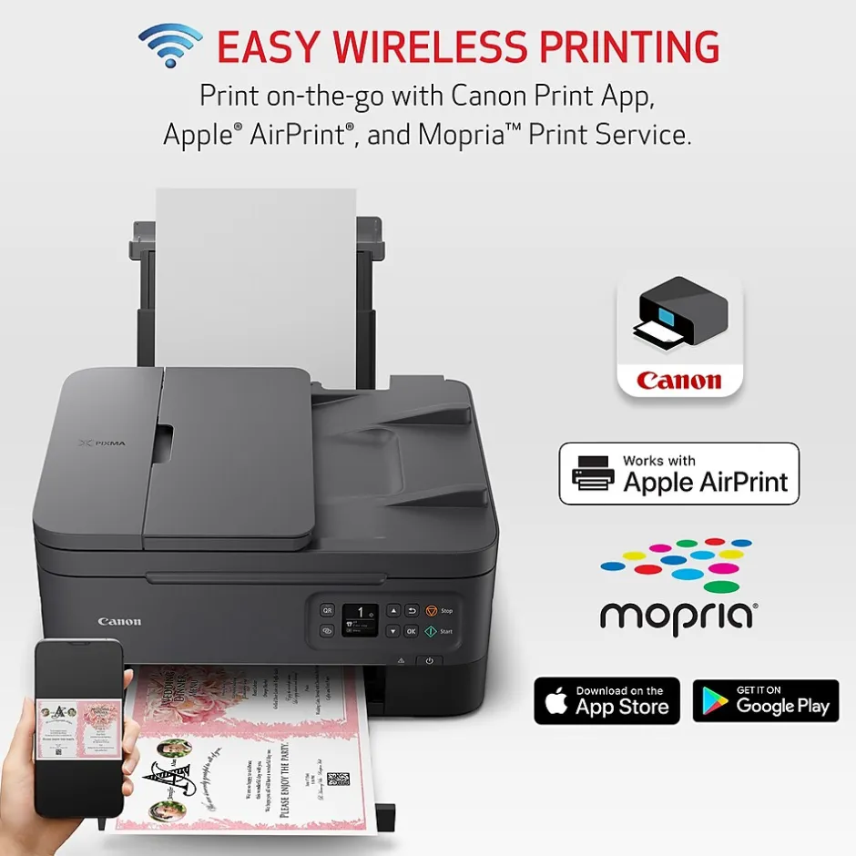 Wireless Printers<Canon PIXMA TR7020a Wireless Color Inkjet Printer, All-In-One, Print, Scan, Copy (TR7020A BLACK)