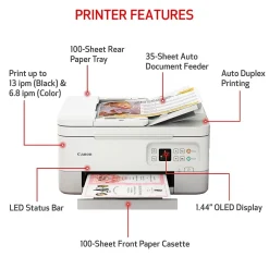 Color Printers<Canon PIXMA TR7020a Wireless Color Inkjet Printer, All-In-One, Print, Scan, Copy (TR7020A WHITE)