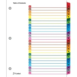 Cardinal OneStep Printable Table of Contents and Dividers, A-Z - 26-Tab, Multicolor, 1/St