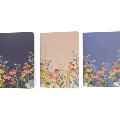 Carolina Pad Wildflower Purse Notebooks, 3.87" x 5.5", College-Ruled, 48 Sheets, Assorted Colors, 3/Pack (60079) New