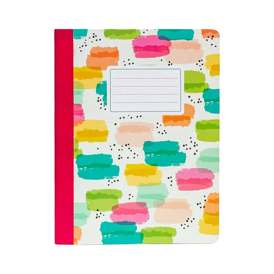 Carpe Diem Rainbow Color Wash Composition Notebooks, 7.5" x 9.45", College Ruled, 70 Sheets, Assorted Colors, 3/Pack (9095-CD) New