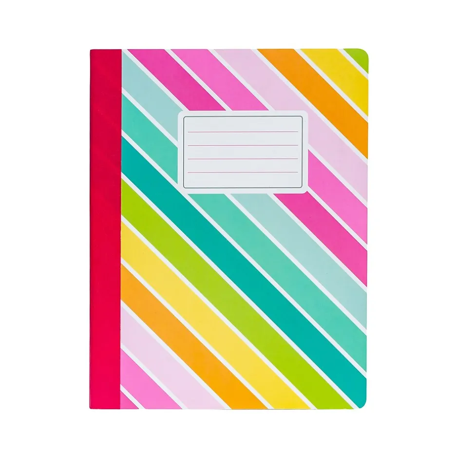 Carpe Diem Rainbow Color Wash Composition Notebooks, 7.5" x 9.45", College Ruled, 70 Sheets, Assorted Colors, 3/Pack (9095-CD) New