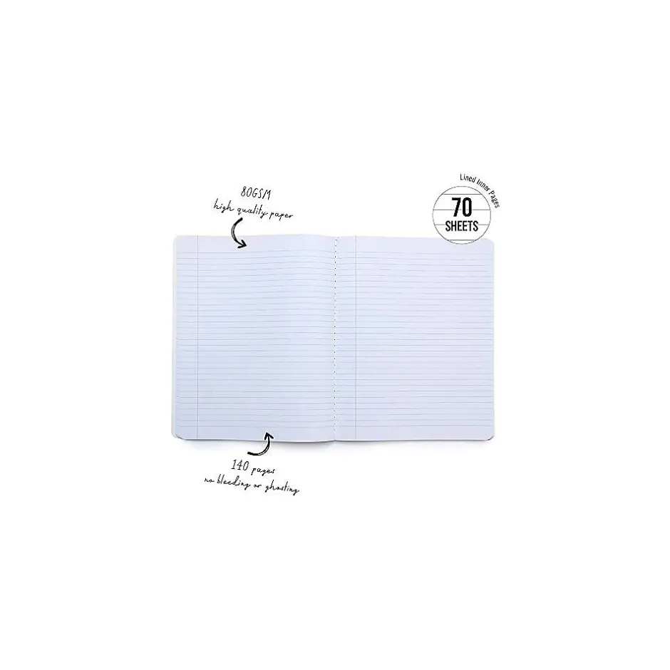 Carpe Diem Rainbow Color Wash Composition Notebooks, 7.5" x 9.45", College Ruled, 70 Sheets, Assorted Colors, 3/Pack (9095-CD) New