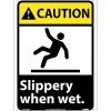 Social Distance Signage<National Marker Caution Signs; Slippery When Wet (W/Graphic), 14X10, Rigid Plastic