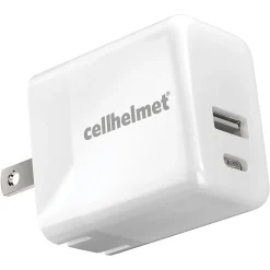 cellhelmet Dual Wall Block Charger with USB and USB-C Port, 20-Watt, White (WALL-PD-20W-A-C)