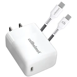 cellhelmet Single-USB Power Delivery Wall Charger with USB-C to USB-C Round Cable, 3 ft., 25-Watt, White (WALL-PD-25W+R-C)
