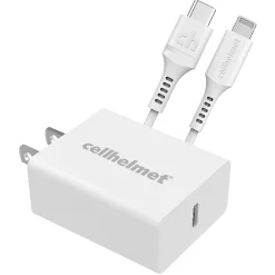 cellhelmet 20-Watt Single-USB Power Delivery Wall Charger with USB-C to Lightning Round Cable, 3 Feet (WALL-PD-20W+R-LIGHT)