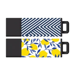 Centon DataStick Pro 2 64GB USB 2.0 Type-A Flash Drives, Abstract Blue/Lemon Sweet, 2/Pack (C1-U3T066-64G-2)* Usb Flash Drives