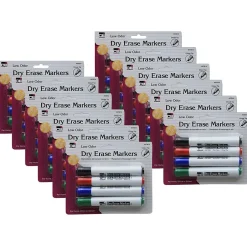 CLI Charles Leonard Barrel Style Low Odor Dry Erase Markers, Chisel Tip, Assorted Colors, 4 Per Pack, 12 Packs (CHL47814-12) Hot