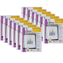 CLI Charles Leonard Economy Weight Sheet Protector, 8.5" x 11", Clear, 15 Per Pack, 12 Packs (CHL48115-12) New