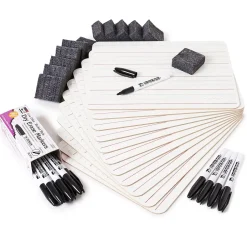 Charles Leonard Lap Board Class Pack, 1-Sided Lined Boards, Dry Erase Markers, Erasers (CHL35025) Dry Erase