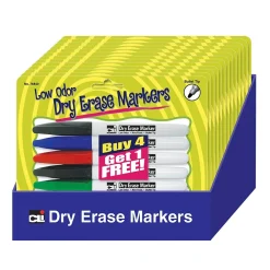 CLI Charles Leonard Low Odor Dry Erase Markers, 5 Per Pack, 12 Packs (CHL76840ST)