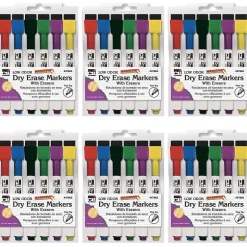CLI Charles Leonard Magnetic Dry Erase Markers with Erasers, Fine Tip, Assorted Colors, 6 Per Pack, 6 Packs (CHL47860-6) Discount