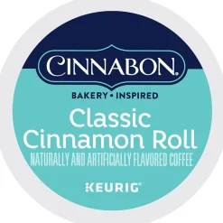 Keurig K-Cups<Cinnabon Classic Cinnamon Roll Coffee Keurig® K-Cup® Pods, Light Roast, 96/Carton (10099555063056)