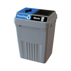 CleanRiver FlexE Plastic Trash & Recycling Bin Combo, 50 Gallon, Gray (FX50A-GY2-R-BE-W-BK)