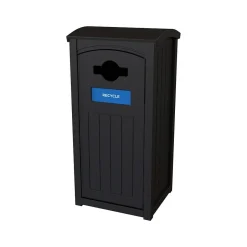 CleanRiver PD Plastic Outdoor Recycling Bin, 35 Gallon, Black (XD35-1-R-BK)