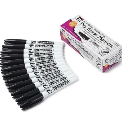 CLI Dry Erase Markers, Bullet Tip, Black, 12/Pack, 3 Packs (CHL47320-3) Clearance