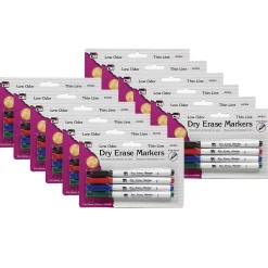 CLI Dry Erase Markers, Fine Point Tip, Assorted Colors, 4/Pack, 12 Packs (CHL47834-12) Discount