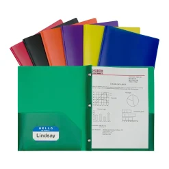 C-Line Heavy Duty 3-Hole Punched 2-Pocket Portfolio Folders, Assorted Colors (CLI33960) Online