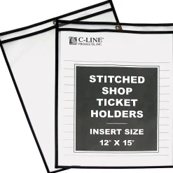 C-Line Job Ticket Holder, Heavyweight, 12" x 15", Clear with Black Edges, 25/Box (46125) Online