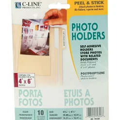 C-Line Peel & Stick Photo Holders for 3" x 5" & 4" x 6" Photos, Clear, 10/Pack (CLI70346) Best